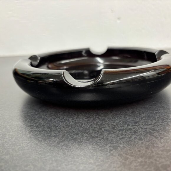 Vintage Large Cigar Amber Glass Round MCM Collectible Ashtray Circa 1960’s - Picture 5 of 9